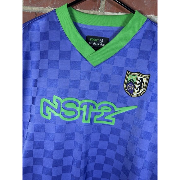 Sergio Tacchini ST X Nast Futbol Soccer Jersey Long Sleeve Purple Green Adult XL - Picture 2 of 8